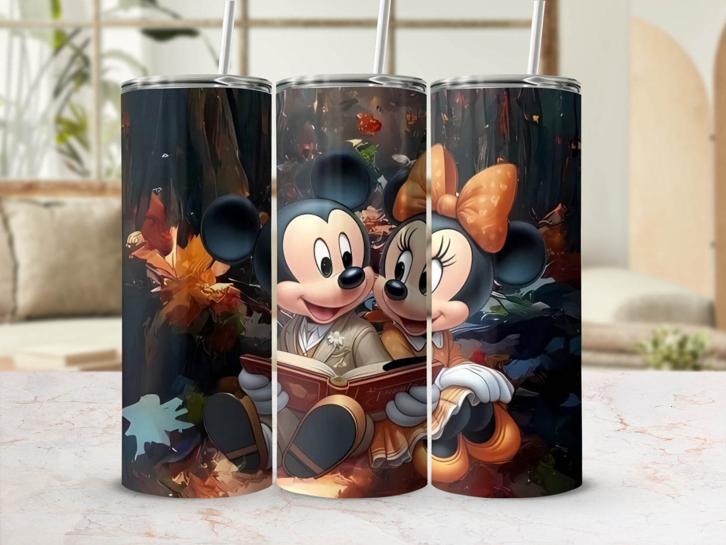 Mickey and Minnie Fall Themed Stainless Steel Tumbler
