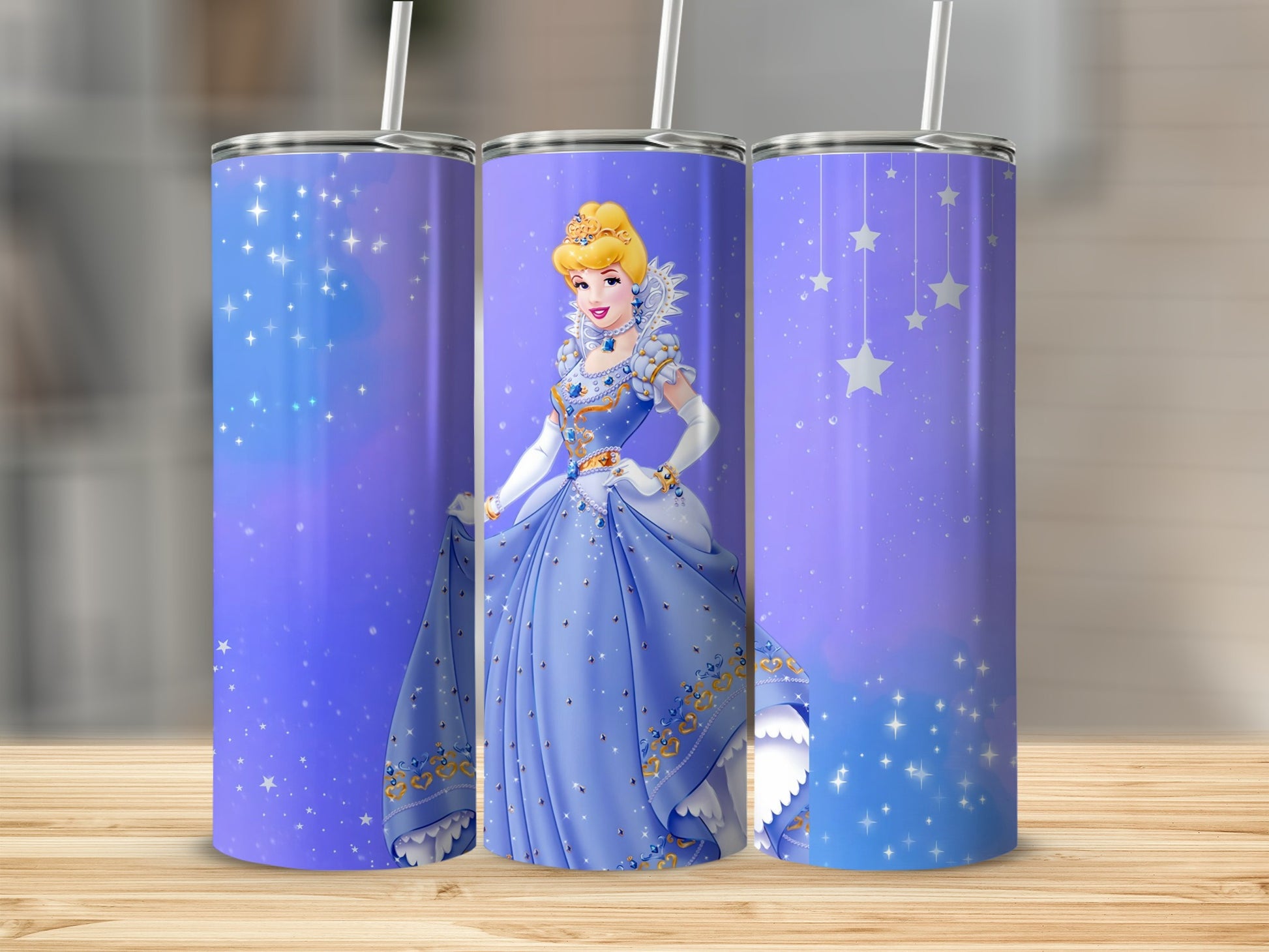 Enchanting Blue Princess Tumbler with Straw 20oz