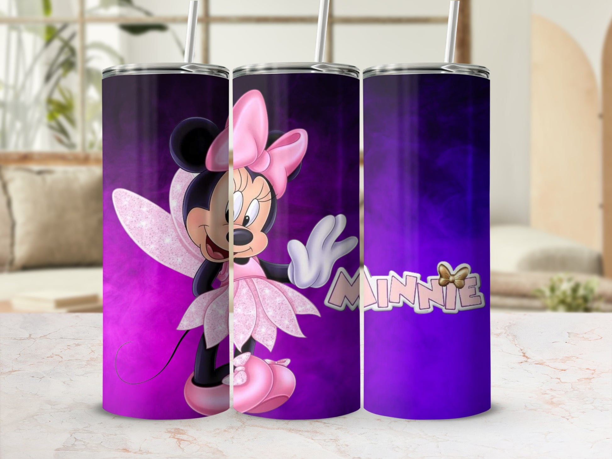 Purple and Pink Fairy Theme Minnie Design Tumbler
