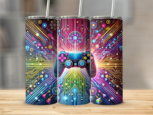 Vibrant Gaming Controller Art Insulated Tumbler