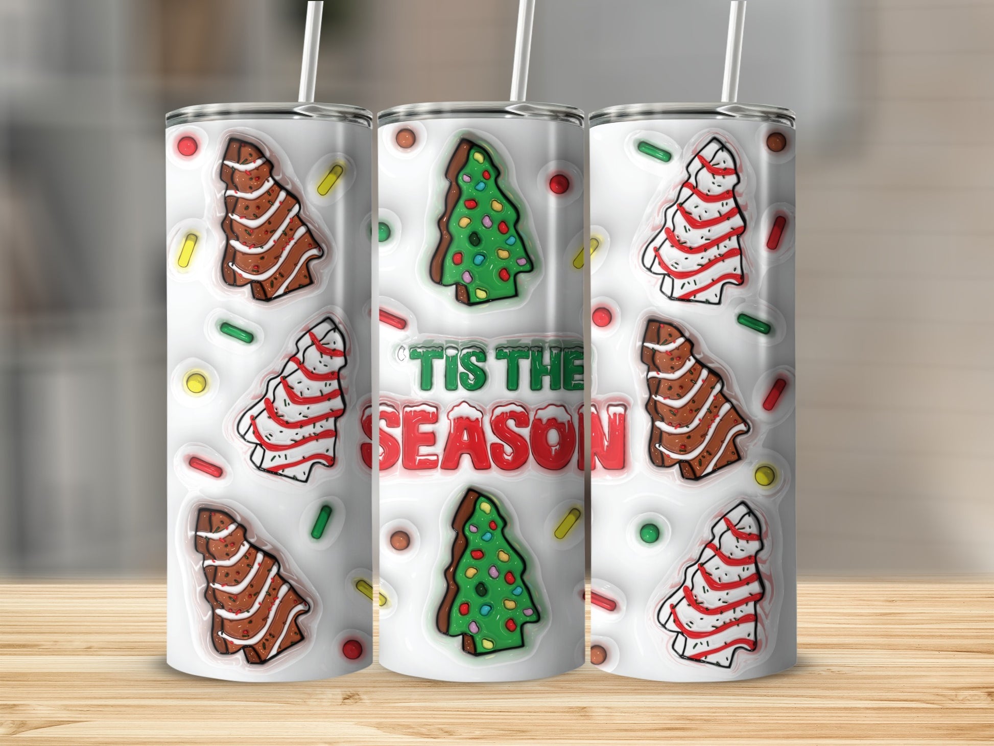 Festive Christmas Tree and Sweets Design Tumbler