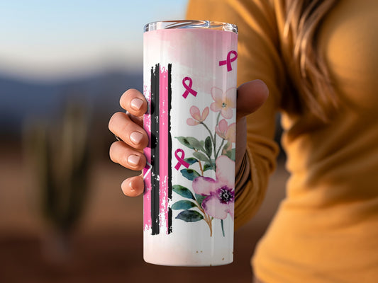 Floral Breast Cancer Awareness Tumbler Product