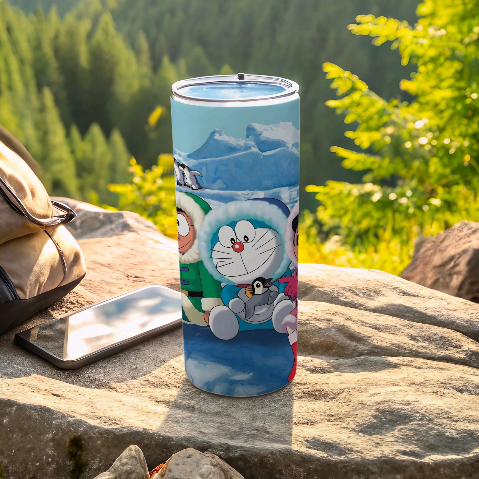 Cartoon Mountain Scene Insulated Travel Tumbler