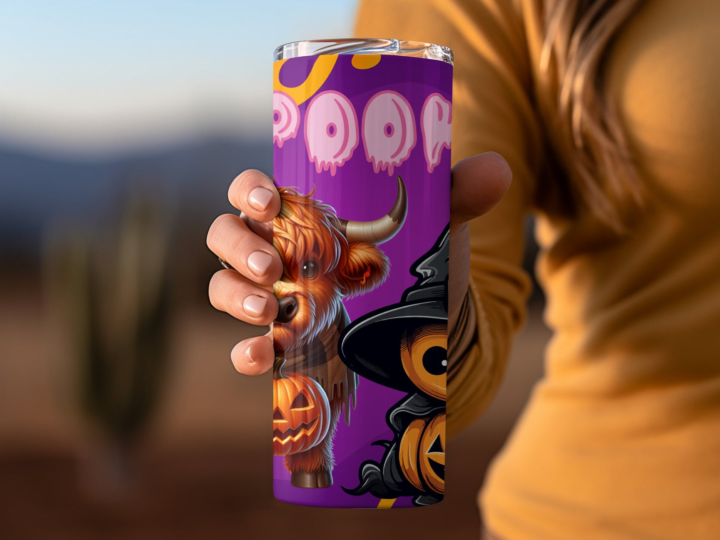 Poo Halloween Cow and Pumpkin Tumbler Fun Design