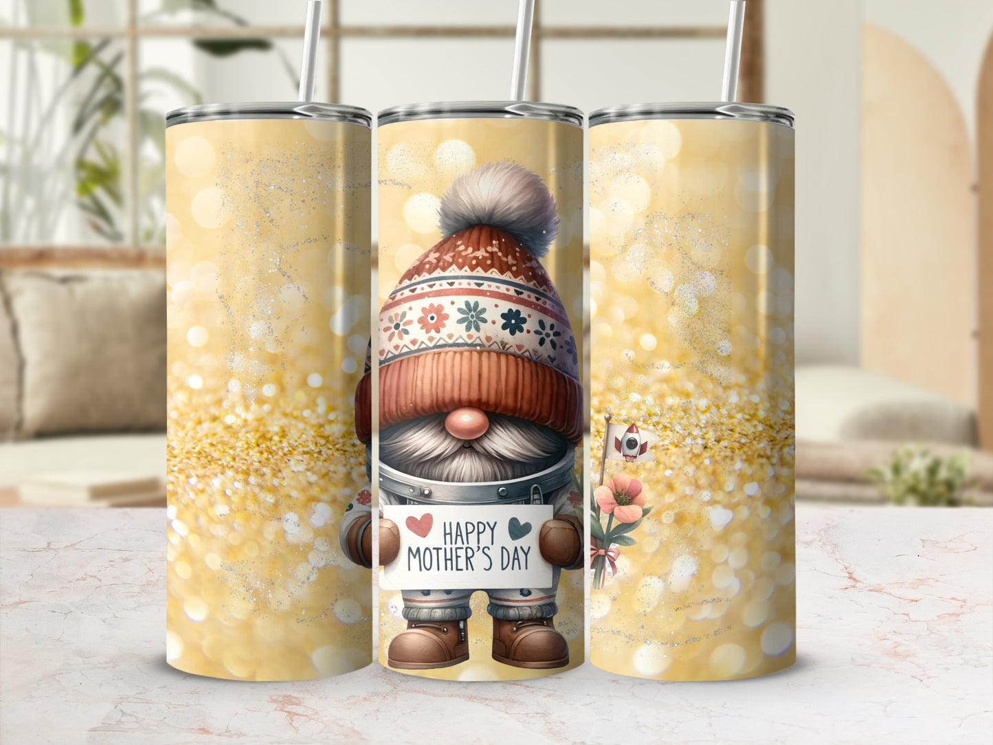 Cute Happy Mother's Day Gnome Design Drinkware Cup