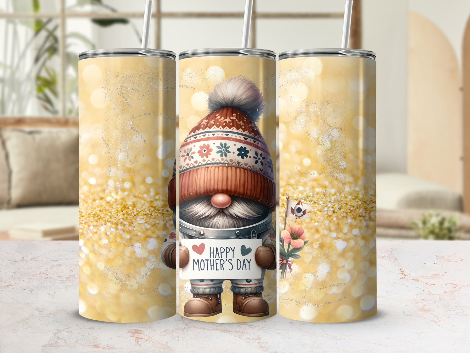 Cute Happy Mother's Day Gnome Design Drinkware Cup