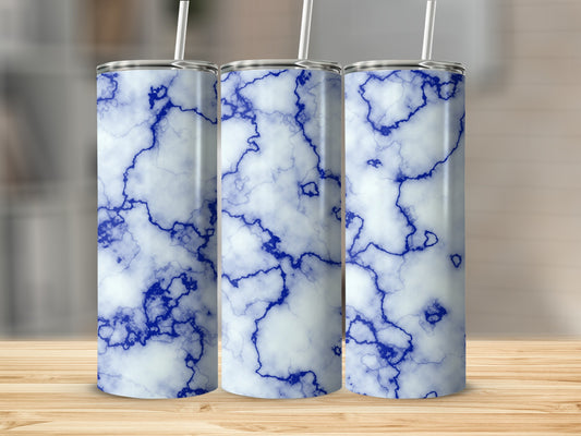 Blue Thunder White Marble Abstract Texture Art Tumblers