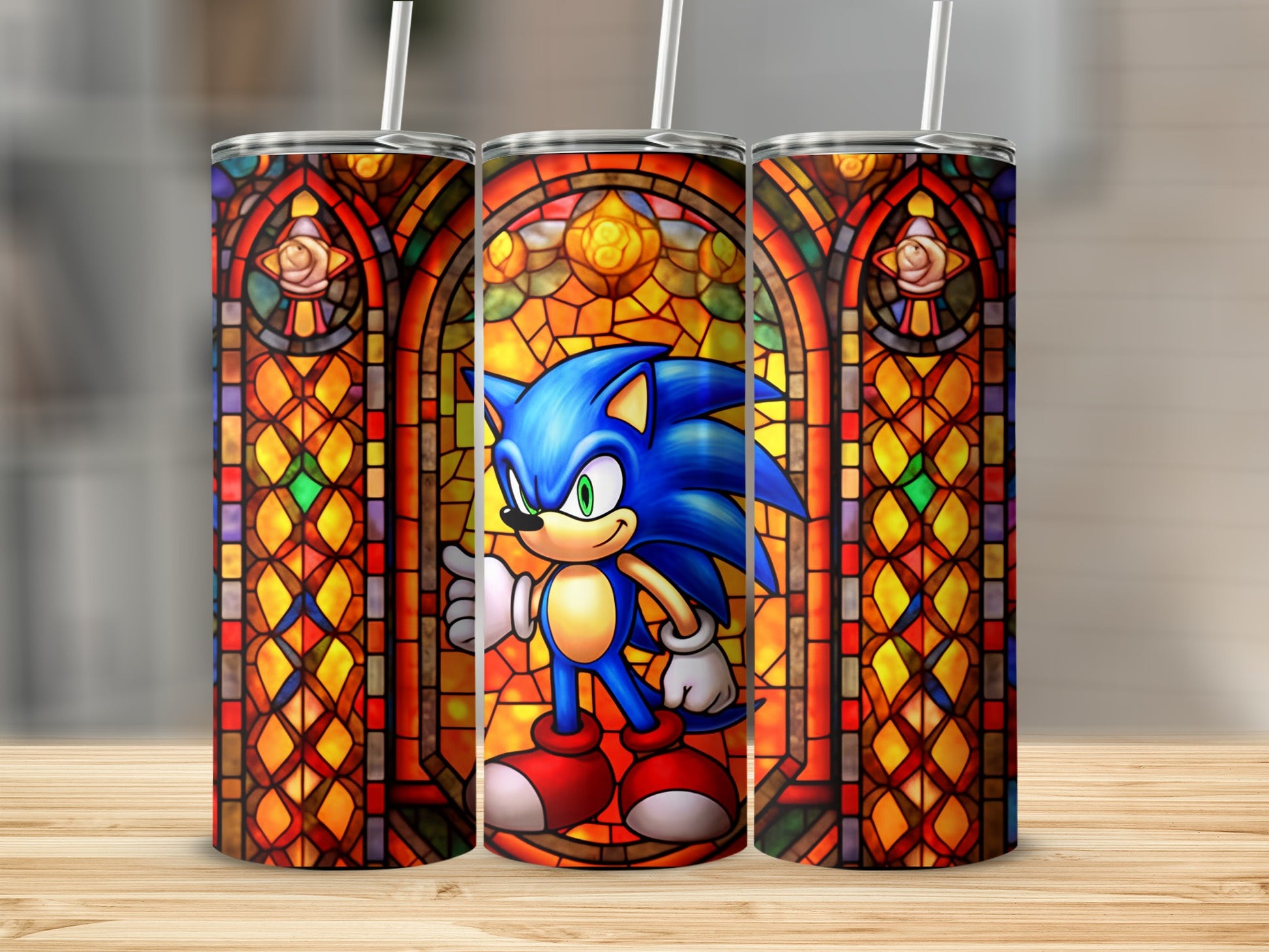 Stained Glass Hero Themed Drink Tumbler Product