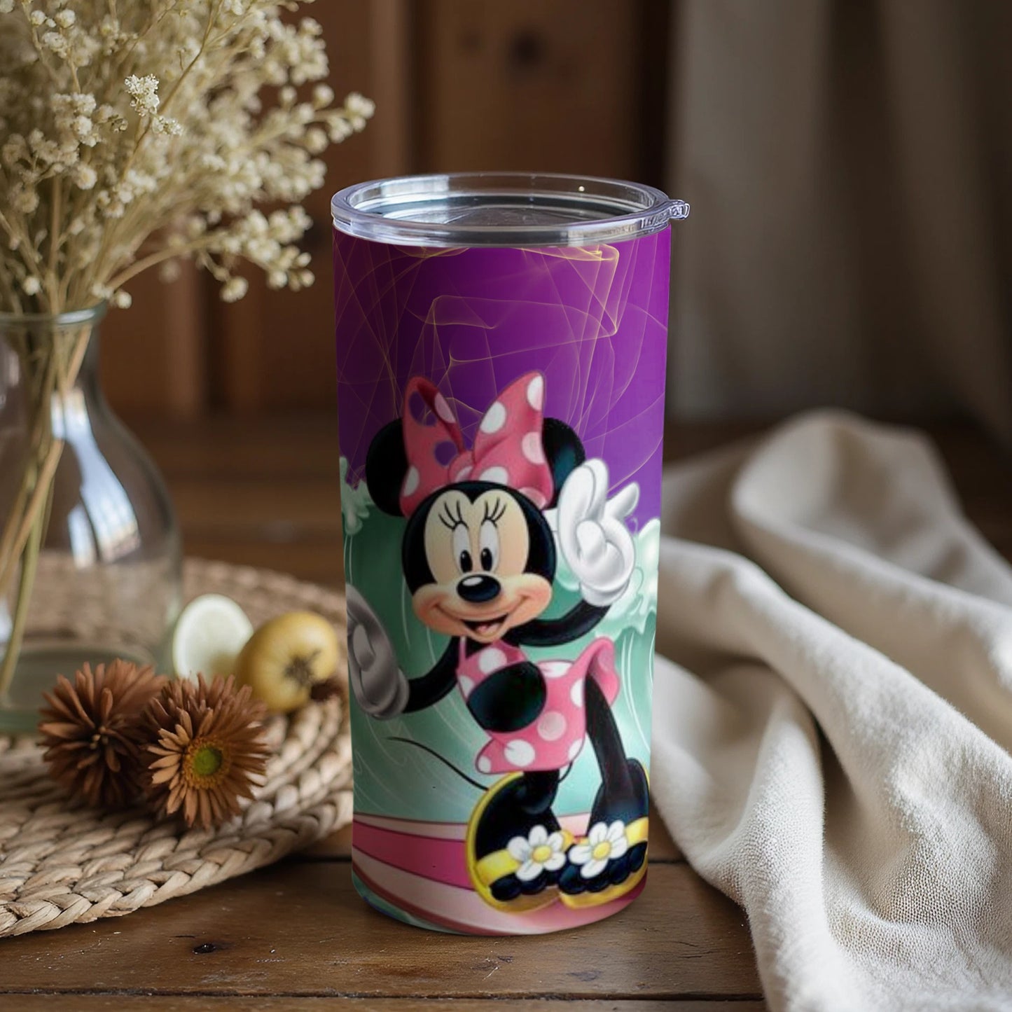 Lively Minnie Mouse Design Purple Tumbler for Kids