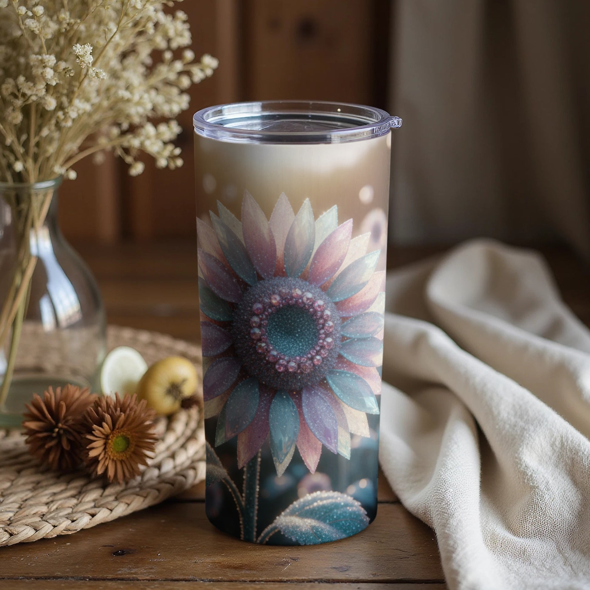 Artistic Sunflower Insulated Tumbler for Beverages
