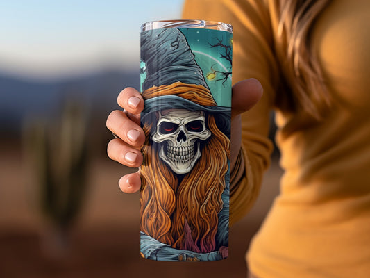 Spooky Skeleton Witch Design Insulated Tumbler