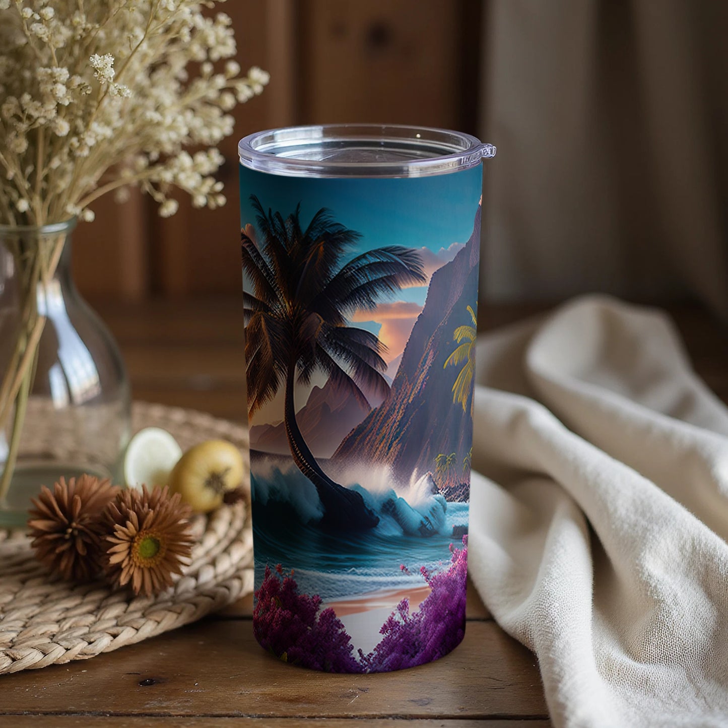 Tropical Paradise Scenic Insulated Travel Tumbler