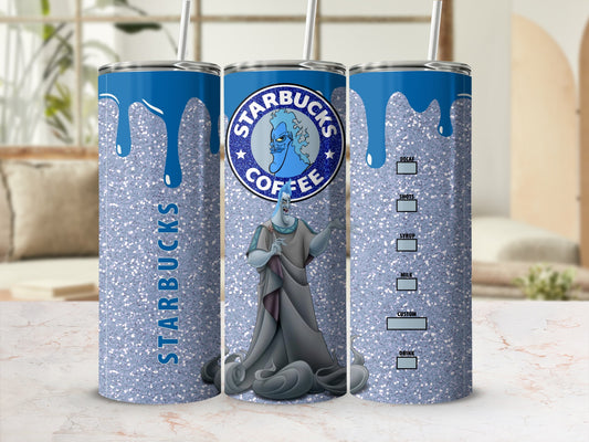 Blue Glitter Starbucks Coffee Themed Tumbler Cup
