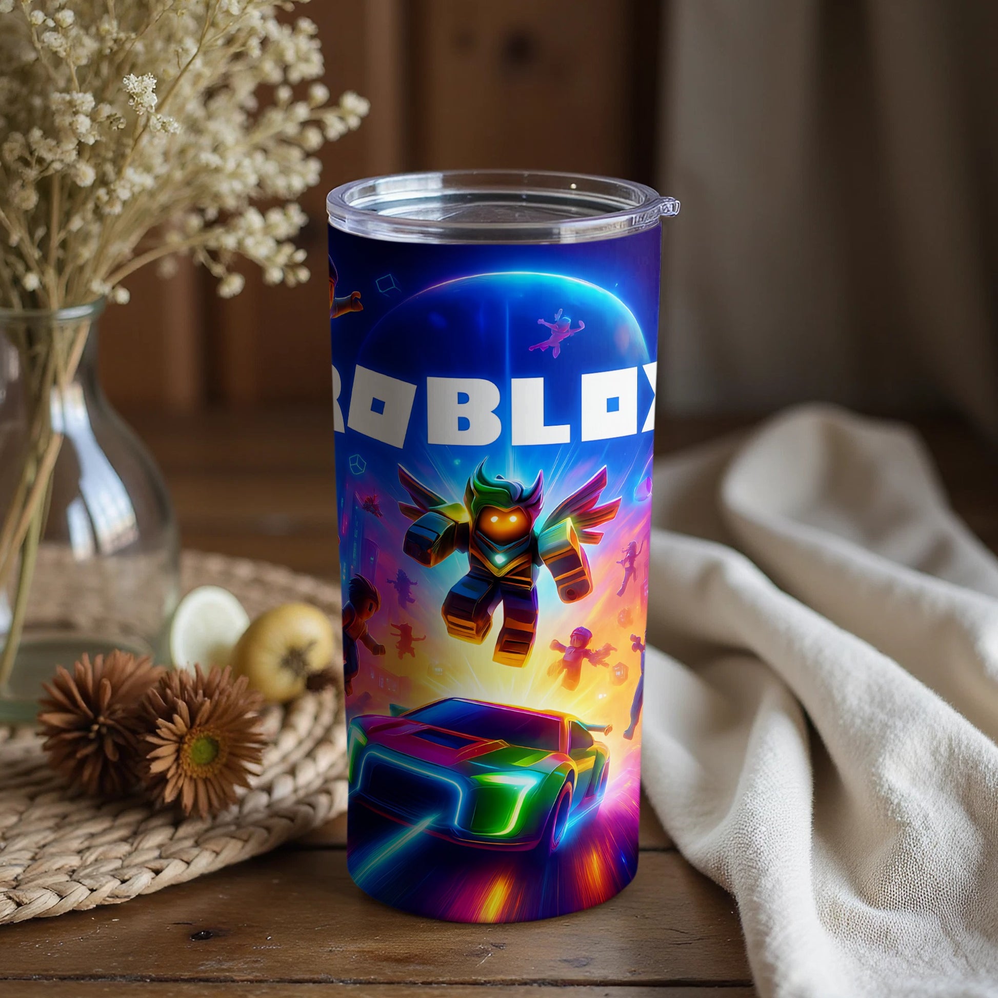 Roblox Characters and Car Pattern Tumbler