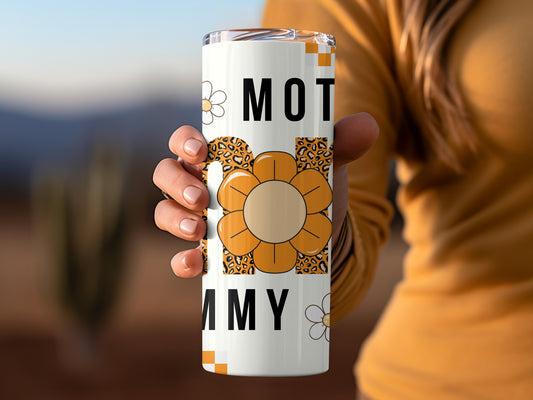 Floral and Leopard Print Mommy Motif Tumbler for Beverage