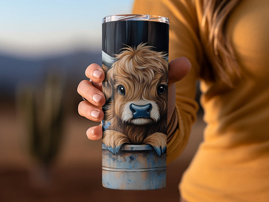 Cute Highland Cow Art Design Insulated Tumbler Cup