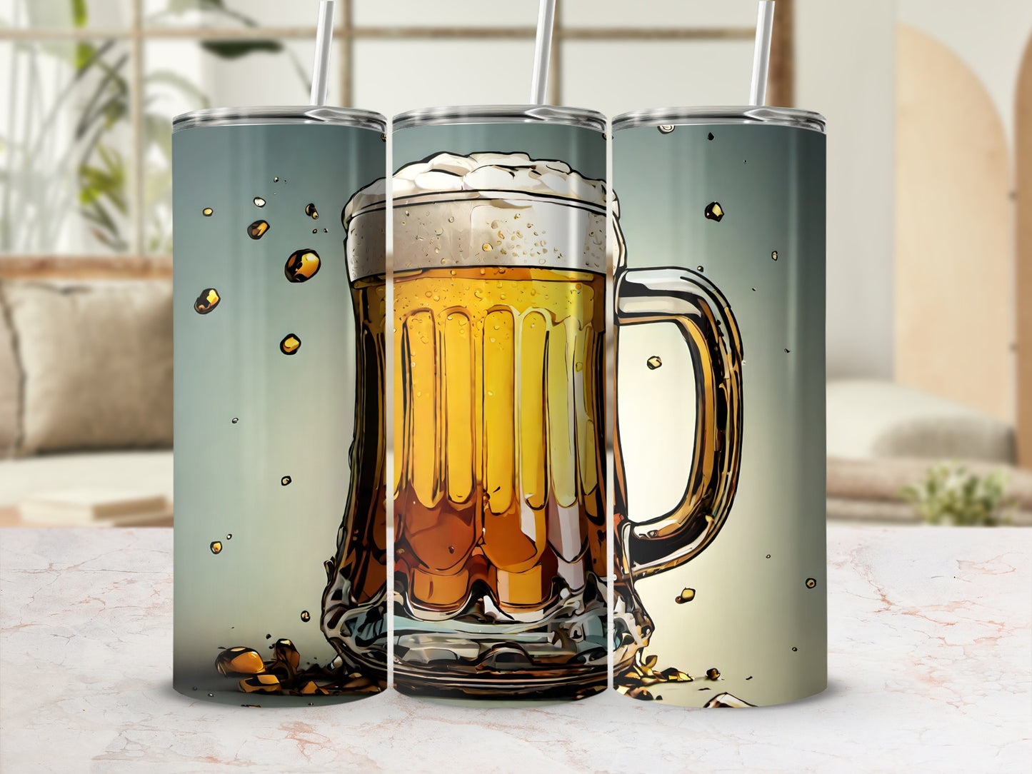 Beer Mug Art White Insulated Tumbler