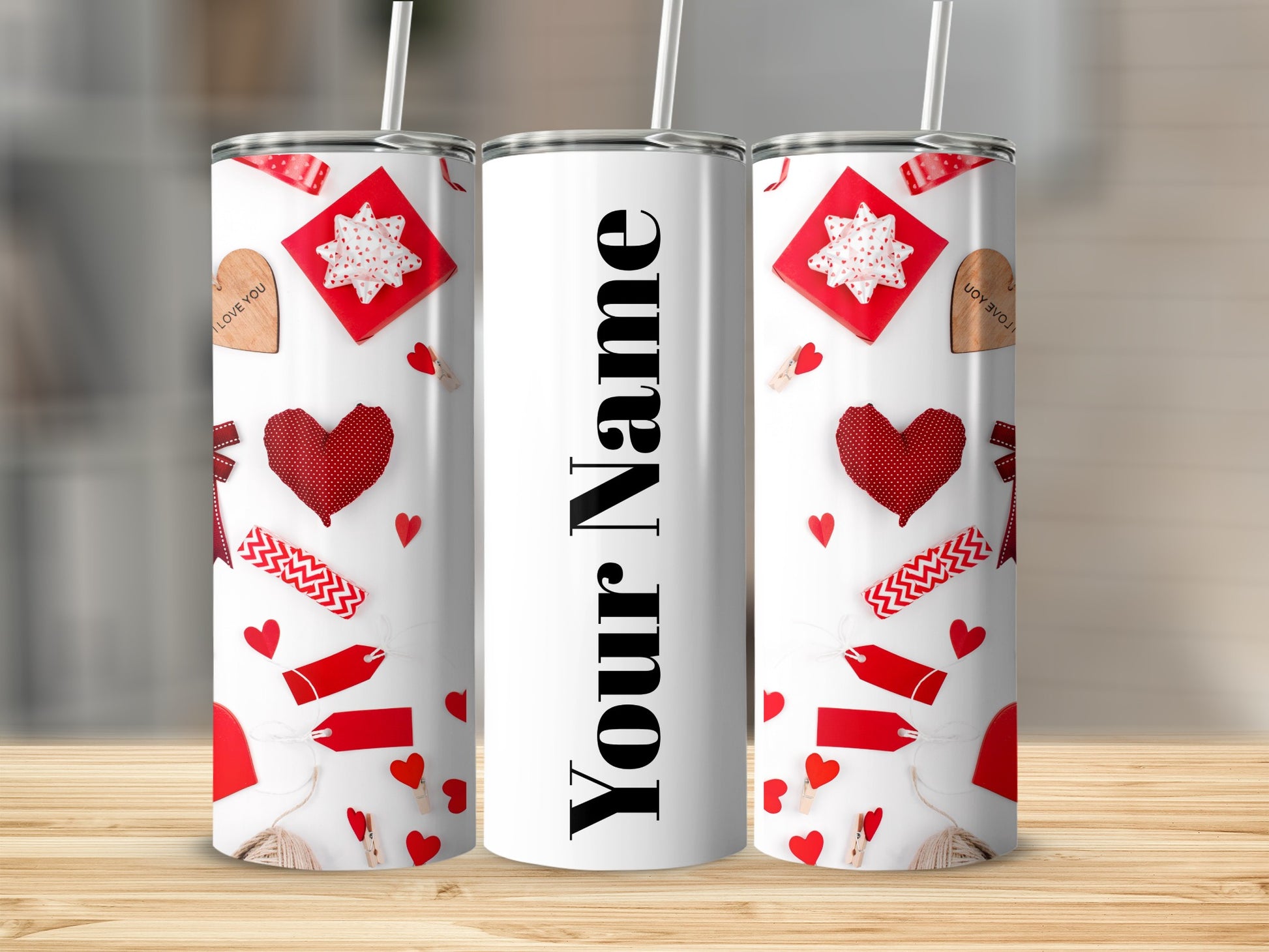 Personalized Romantic Hearts Design Stainless Steel Tumbler