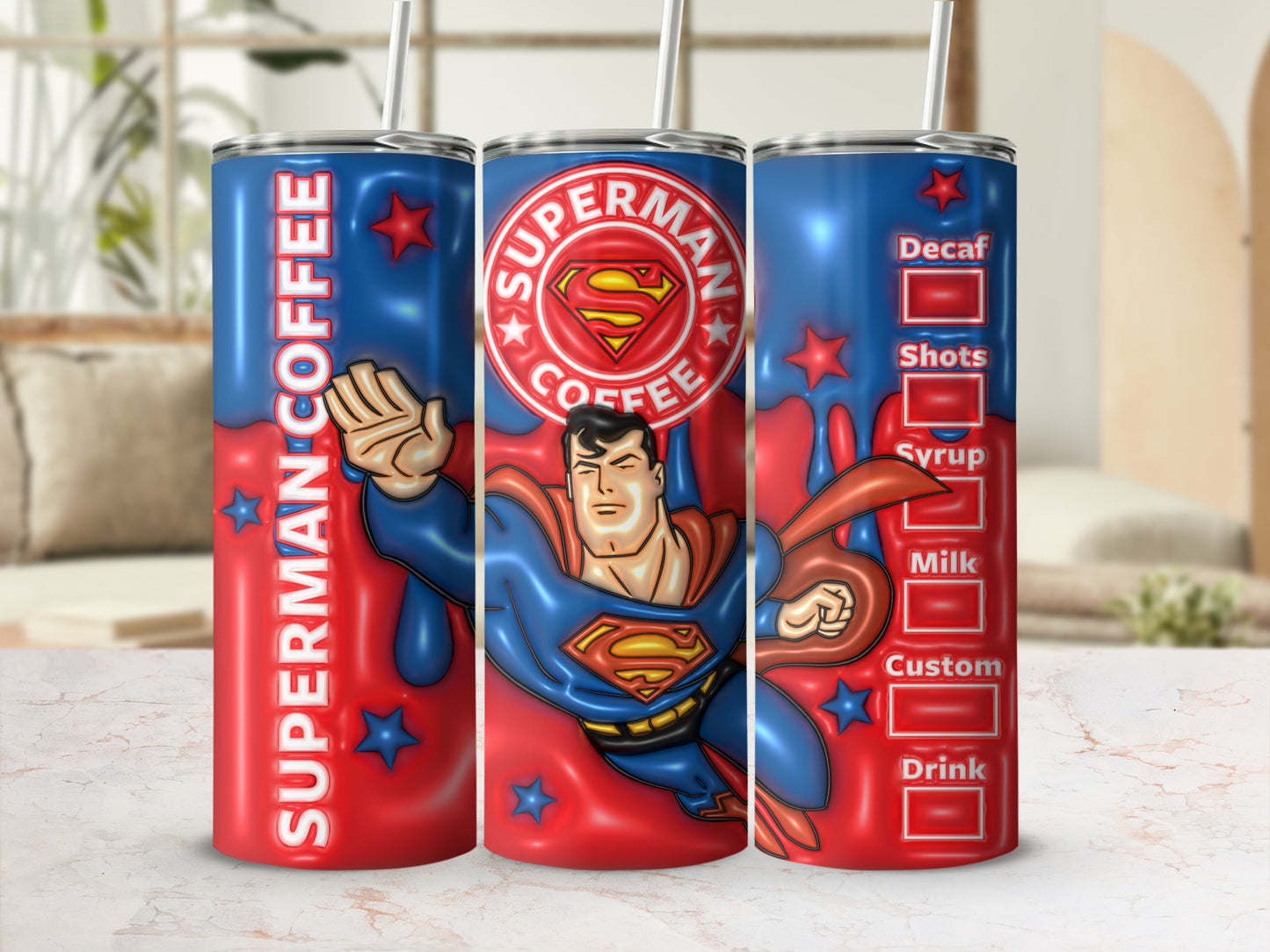 Superman Coffee Custom Checklist Tumbler