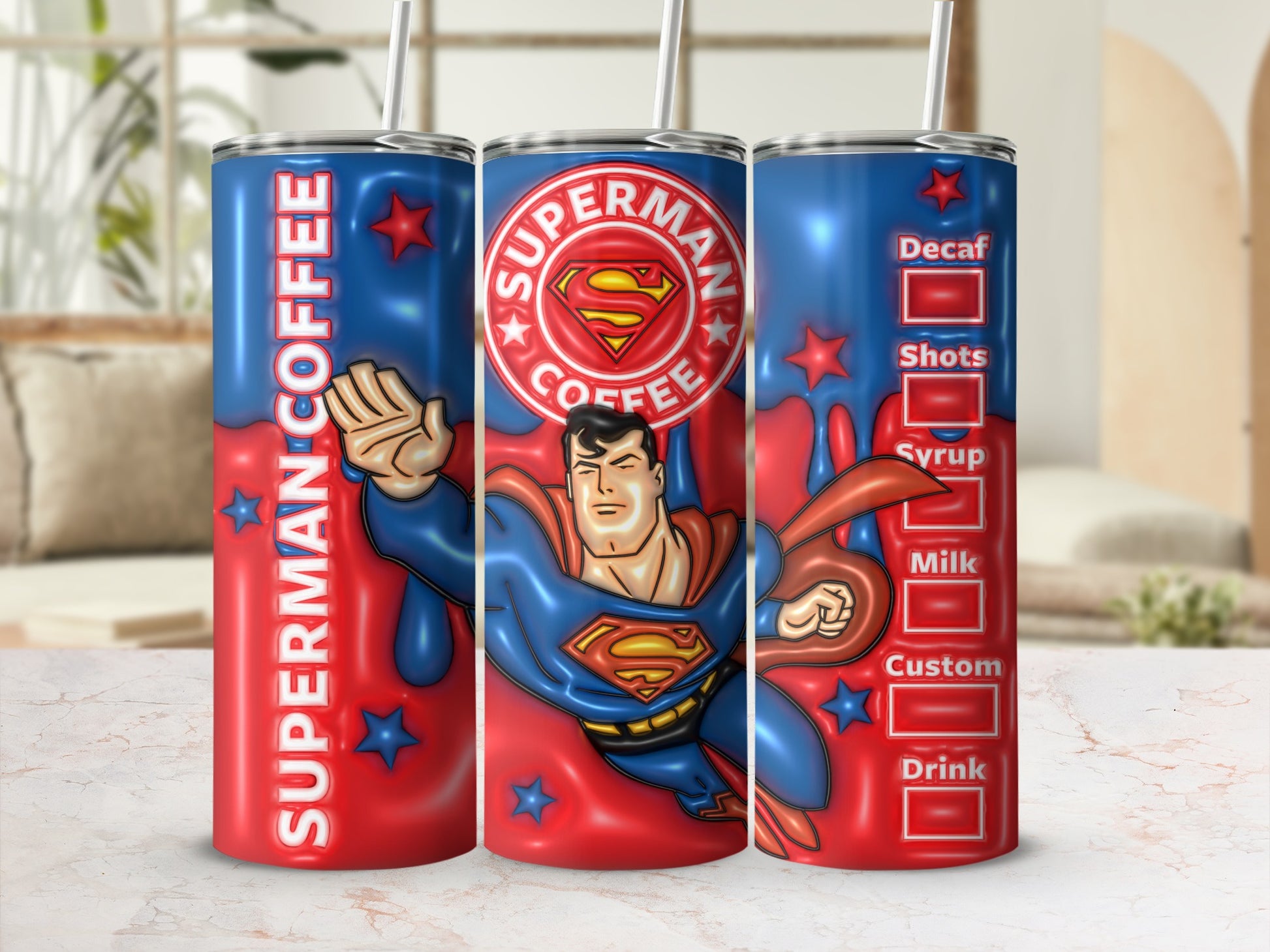 Superman Coffee Custom Checklist Tumbler