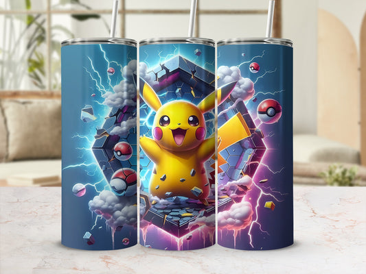 Electrifying Pikachu with Pokeballs Tumbler