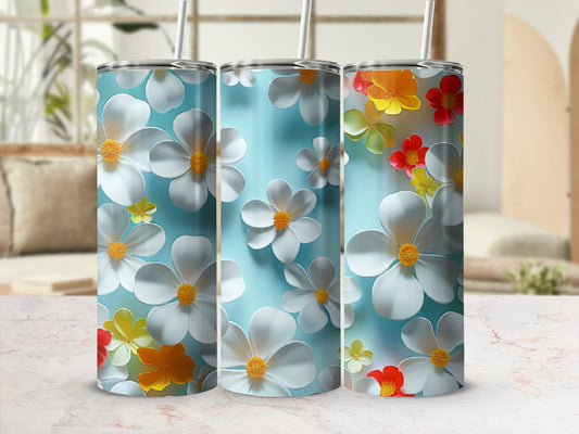 Tumbleweed sublimation design featuring scattered white and yellow flowers.