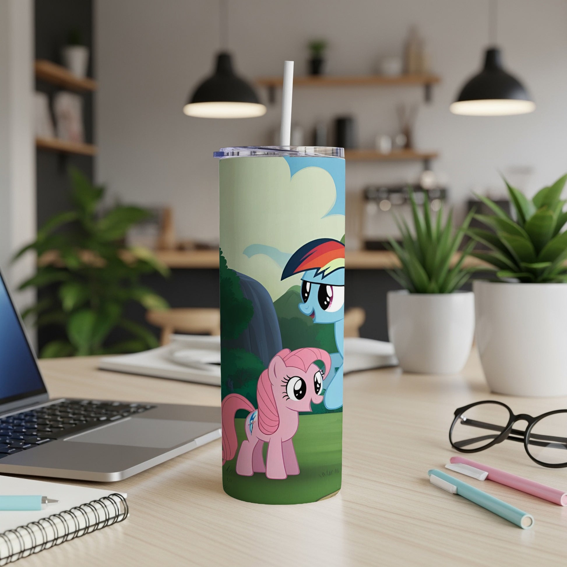 Rainbow Dash and Pinkie Pie from My Little Pony on a tumbler.