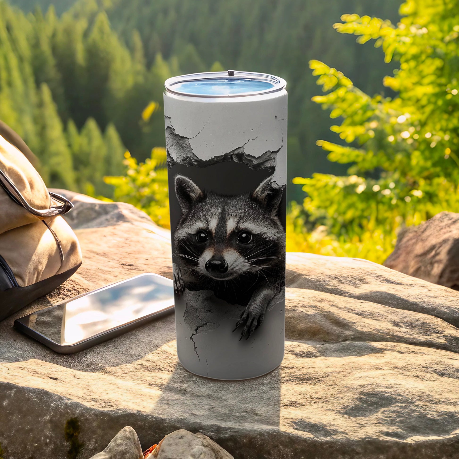 Raccoon Peeking Cracked Surface Insulated Tumbler product type