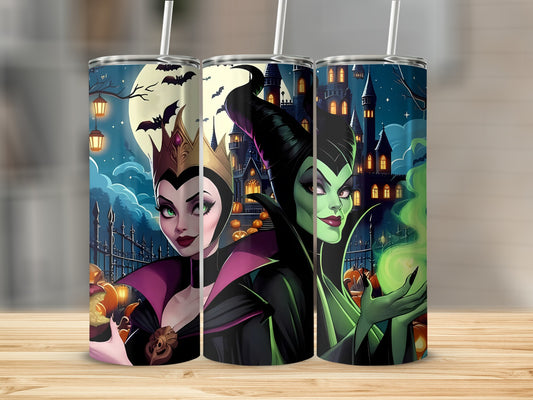 Halloween Villains Tumbler with Spooky Castle Design