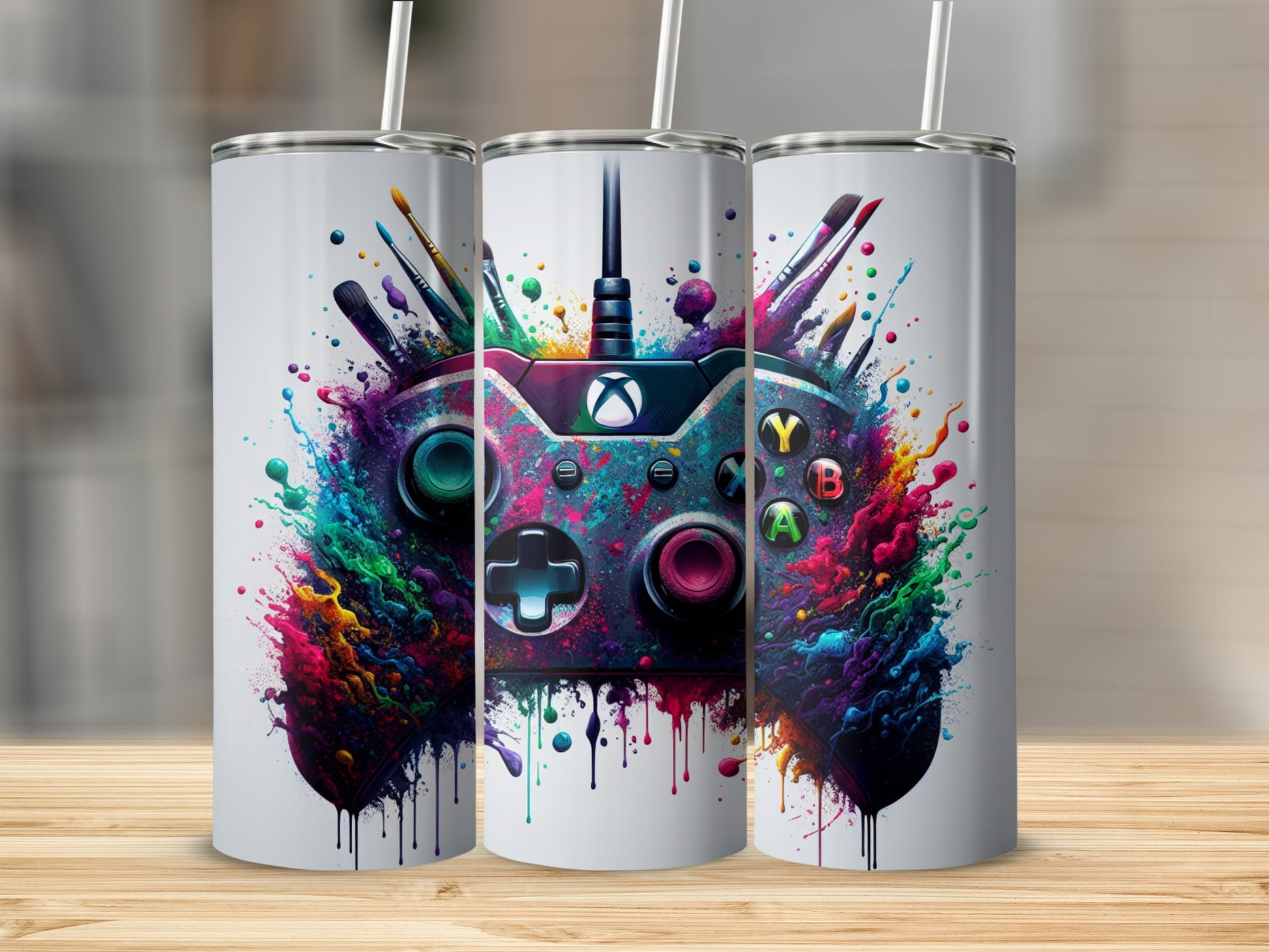 Vibrant Gaming Controller Design Insulated Tumbler