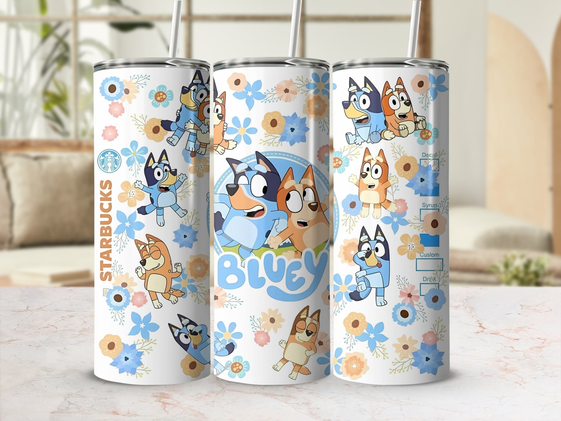 Bluey Starbucks Tumbler Cup with Custom Drink Options