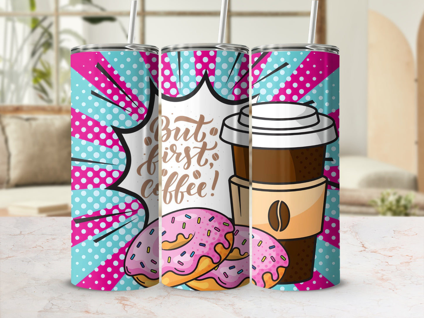 Colorful But First Coffee Design Tumbler