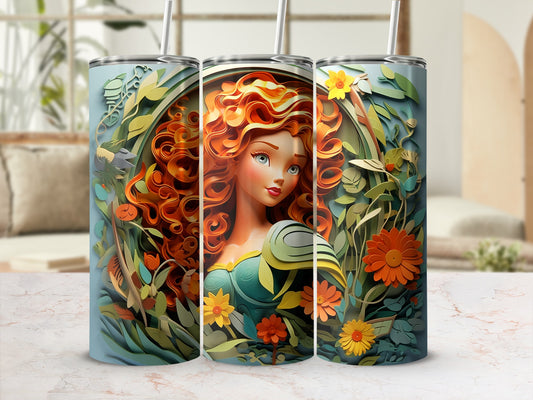 Vibrant Artwork Tumbler Featuring Red-Haired Character