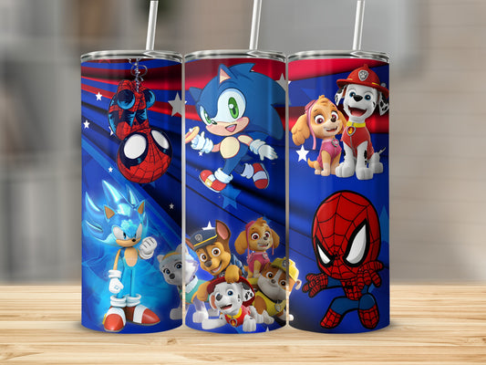 Colorful Cartoon Hero Characters Design Tumbler Collection