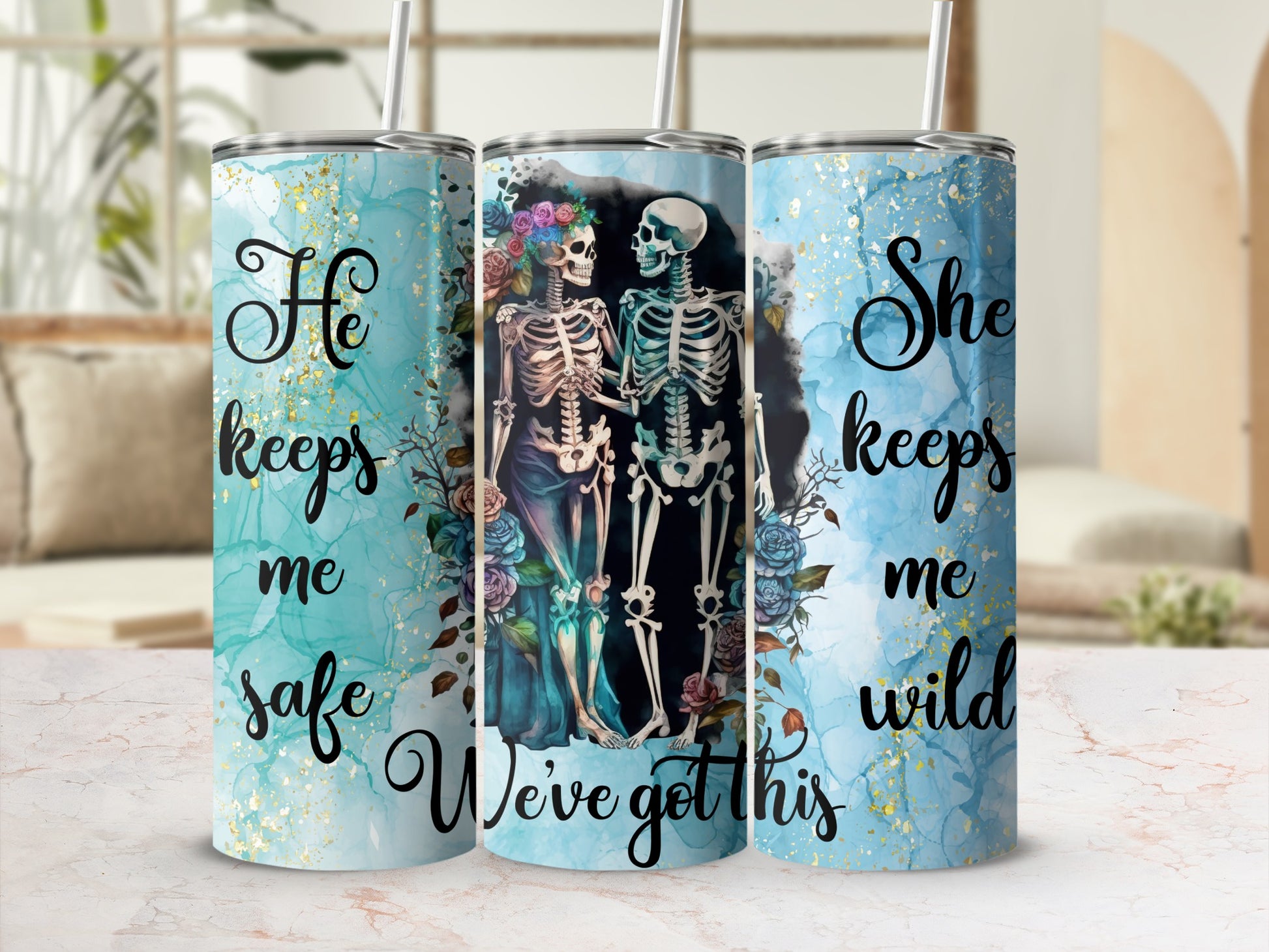 He Keeps Me Safe She Keeps Me Wild Tumbler