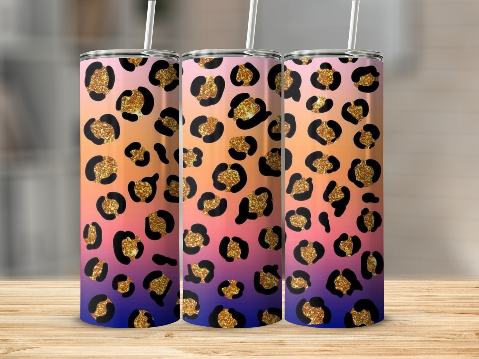 Gradient Leopard Print Stainless Steel Tumbler