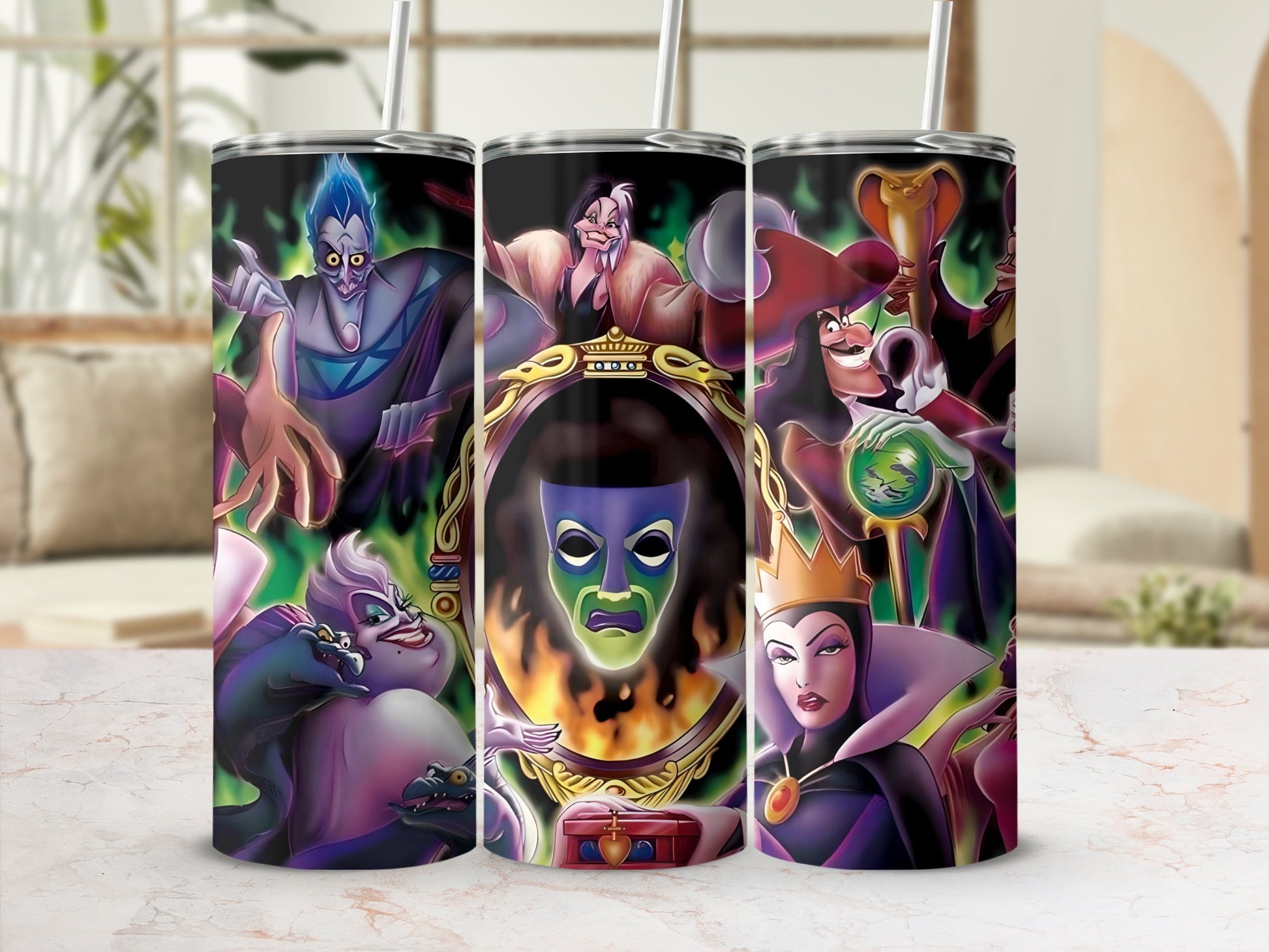 Colorful Cartoon Characters Print Tumbler Cup