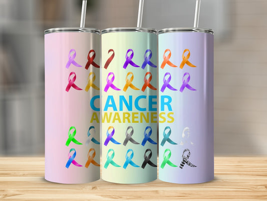 Cancer Awareness Ribbon Design Tumbler 20 Oz