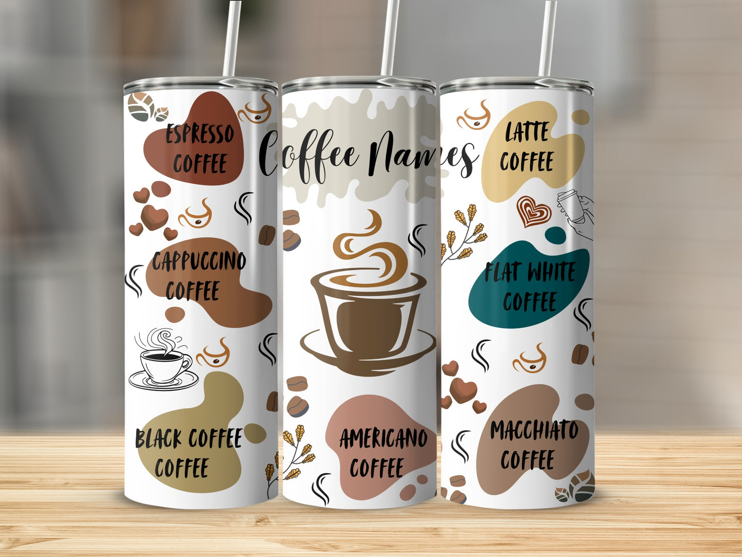 Stylish Coffee Drink Names Insulated Tumbler Set