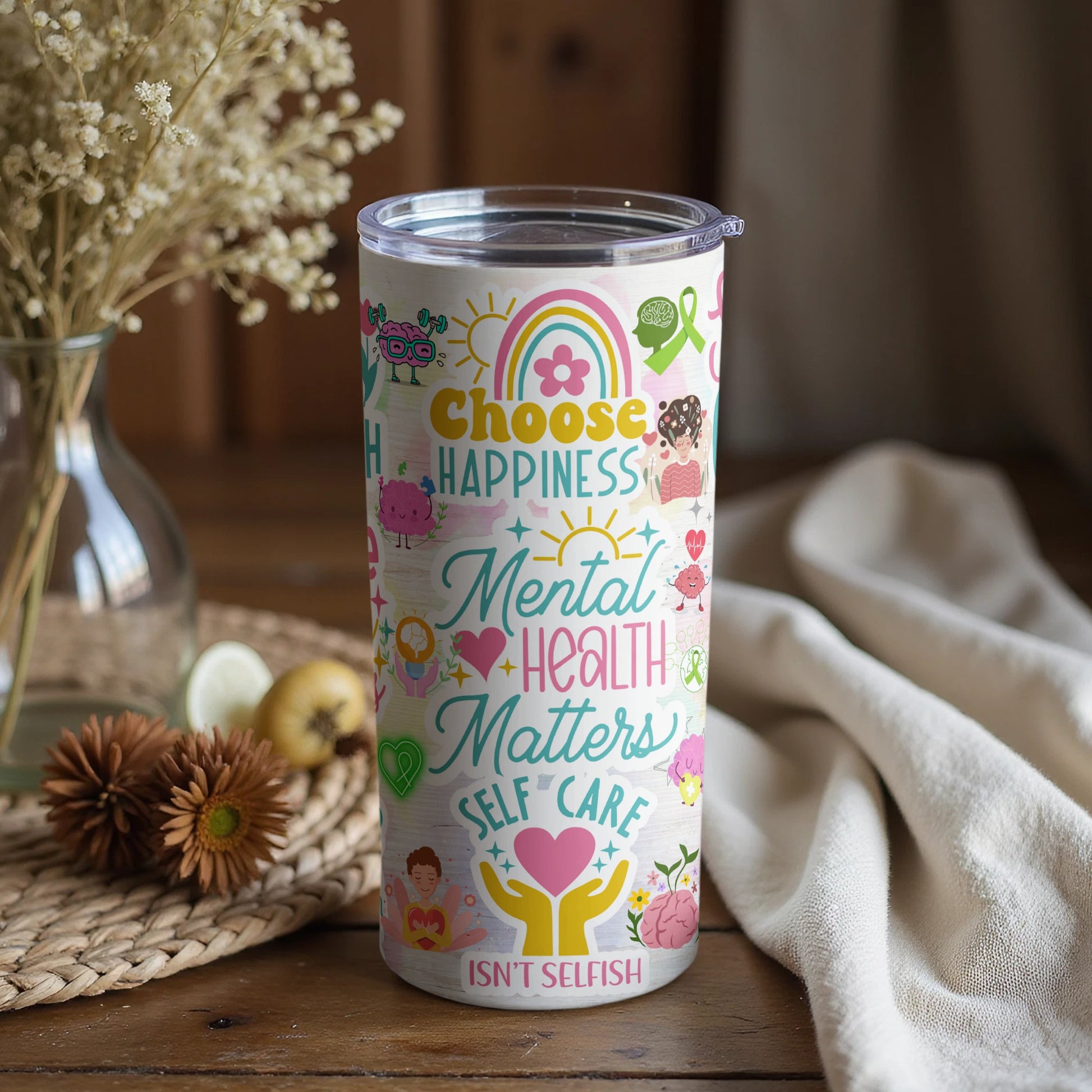 Choose Happiness Mental Health Self Care Matters tumbler