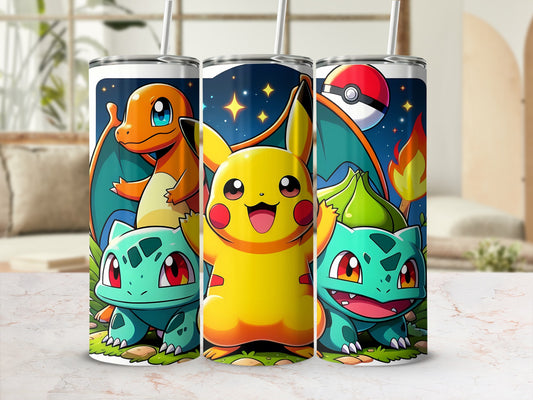 Colorful Pikachu and Friends Insulated Tumbler Set