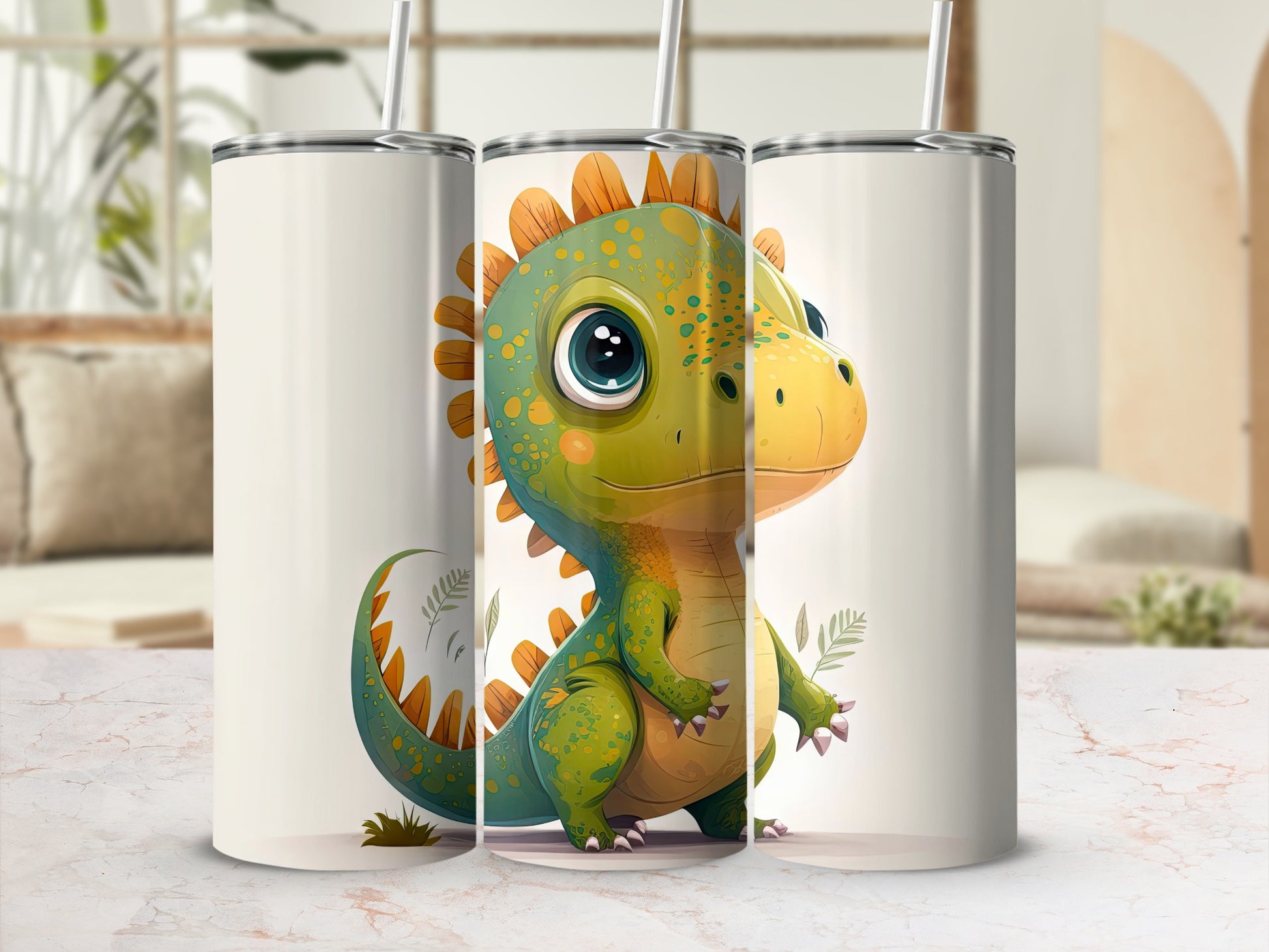 Cute Dinosaur Art Stainless Steel Tumbler