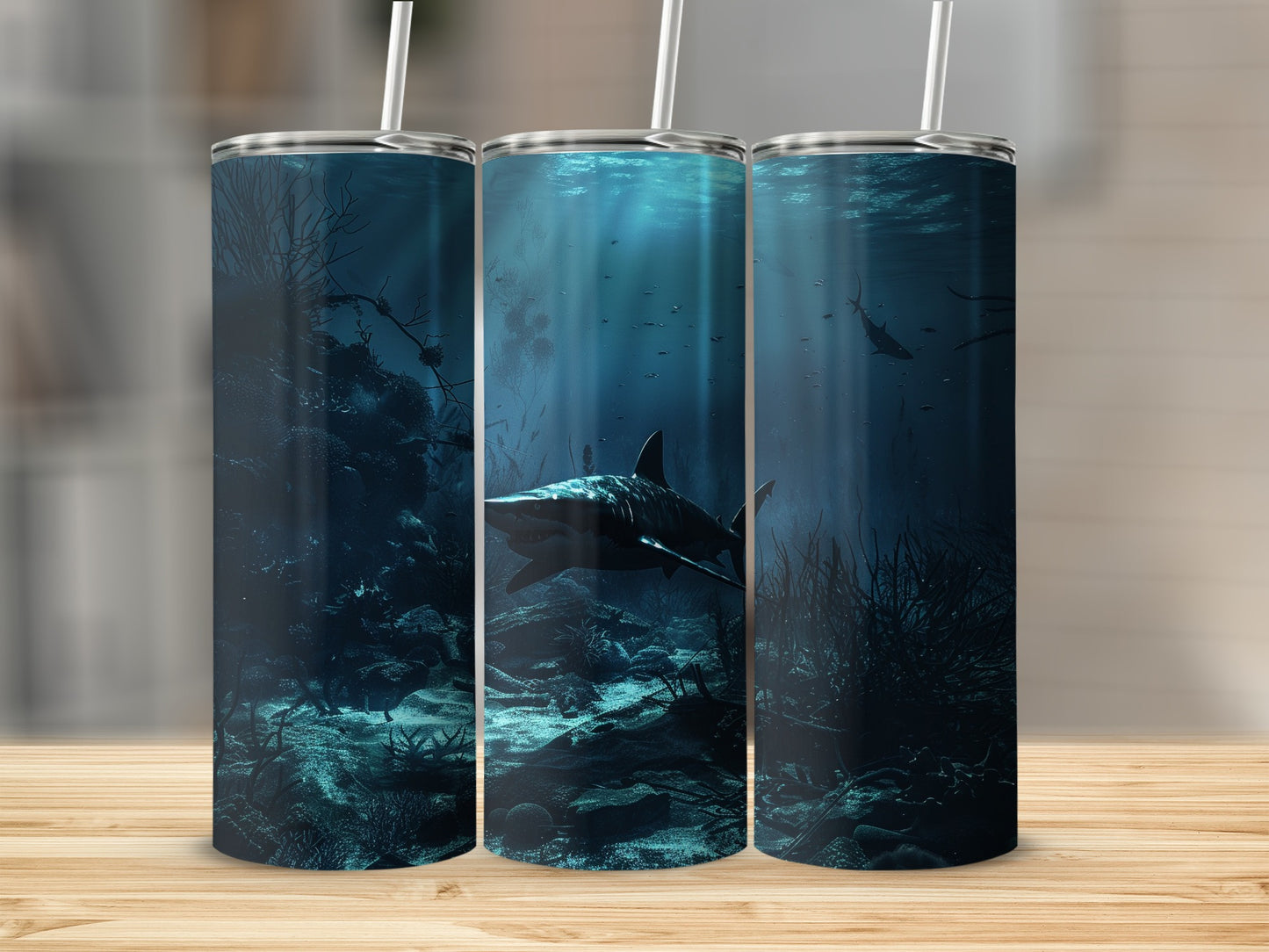 Deep Ocean Shark Underwater Scene Tumbler product type