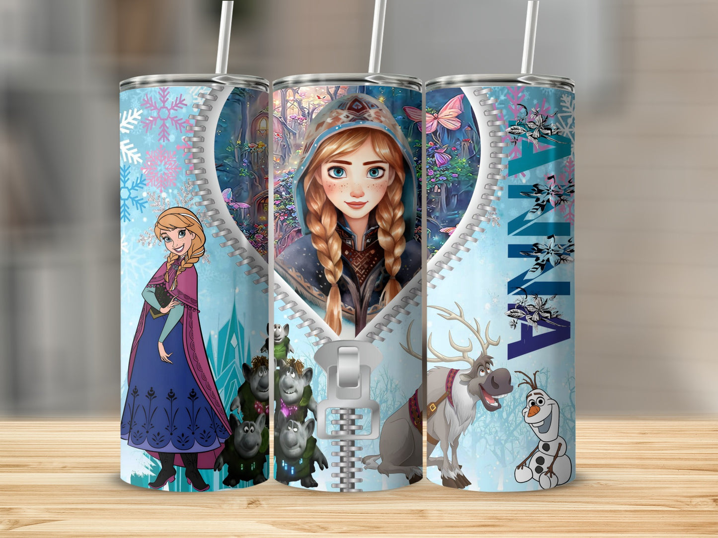 Anna Frozen Disney Character Tumbler with Straw Cup