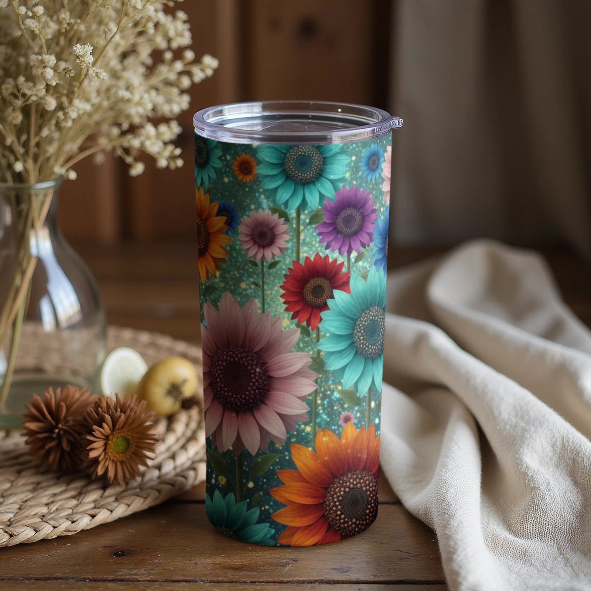 Colorful Floral Design Insulated Tumbler