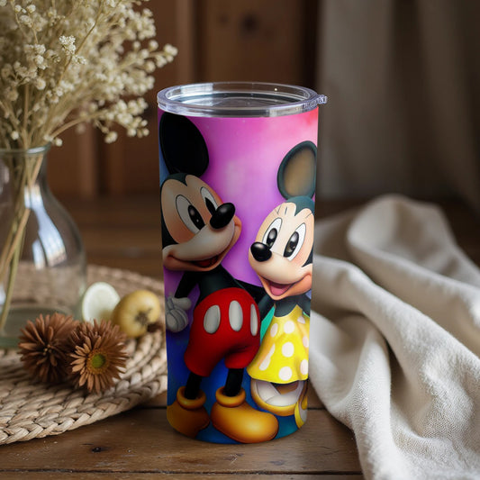Cute Mickey and Minnie Mouse Pink Tumbler Cup