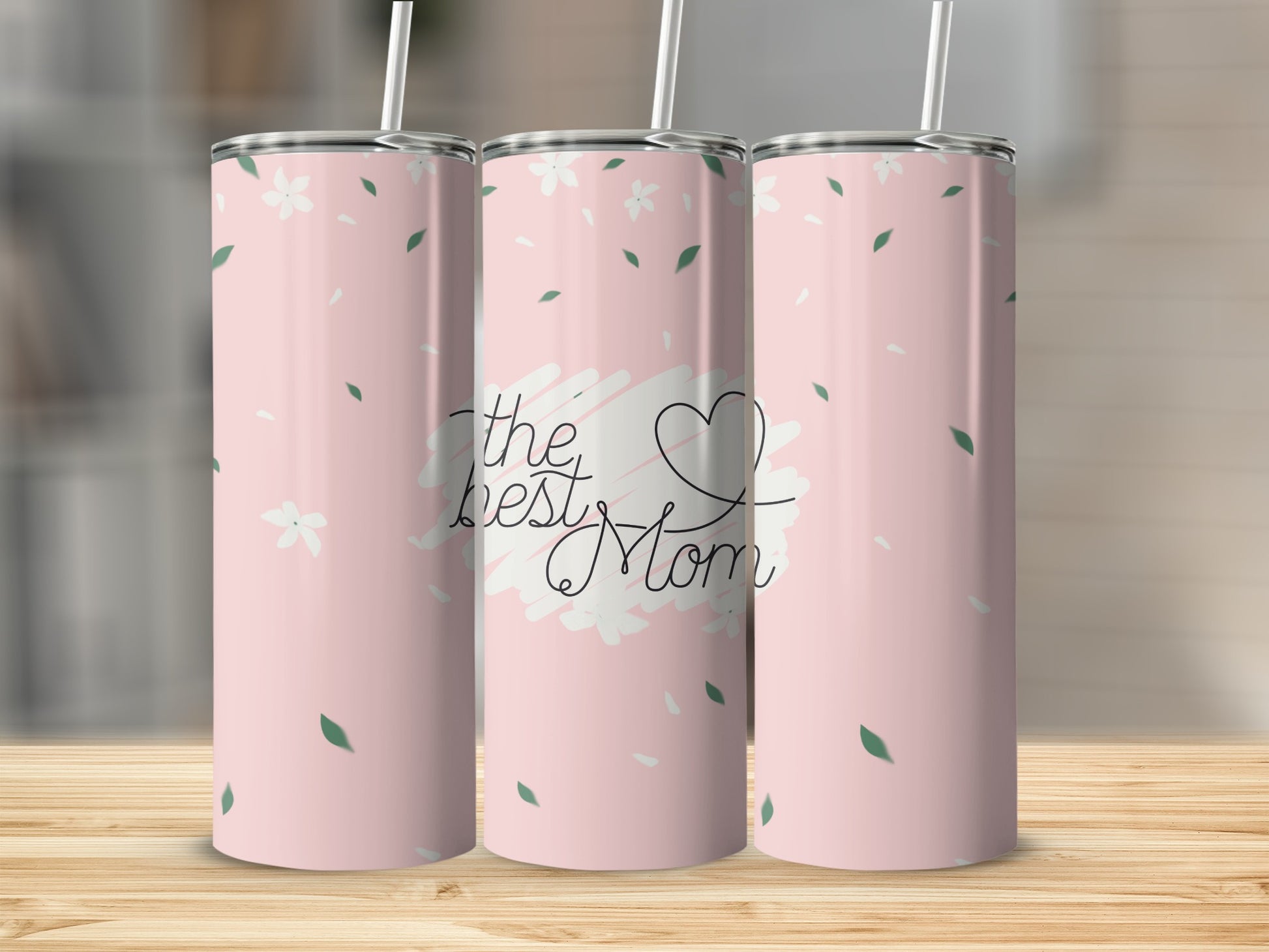 The Best Mom Floral Design Tumbler Cup