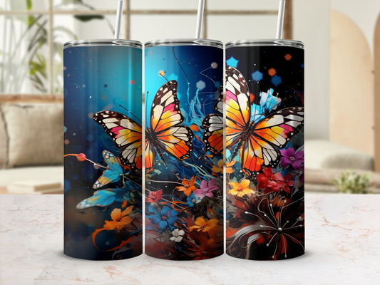 Vibrant Artistic Butterfly Flowers Tumbler product type