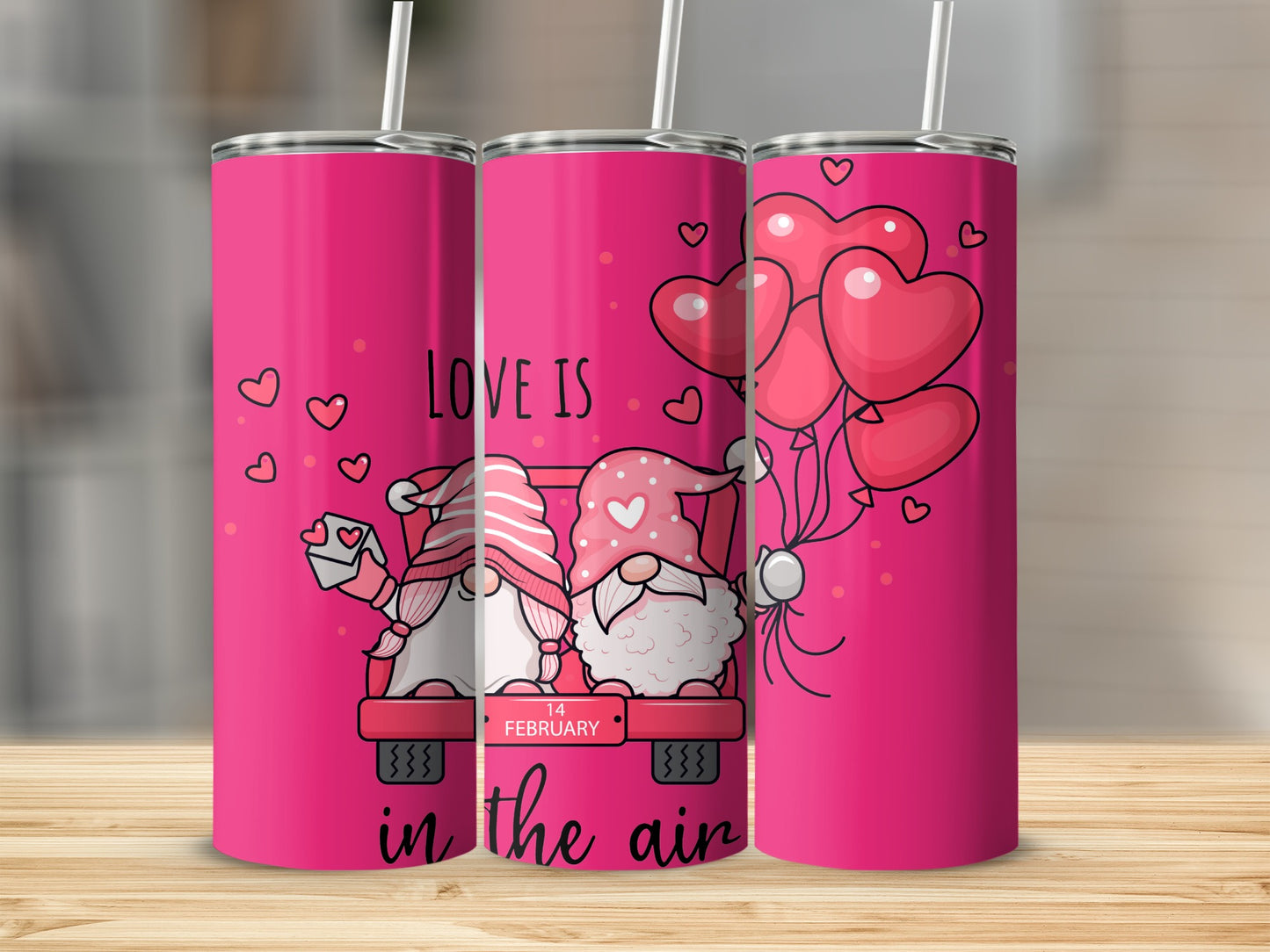 Love Is In The Air Pink Gnome Tumbler