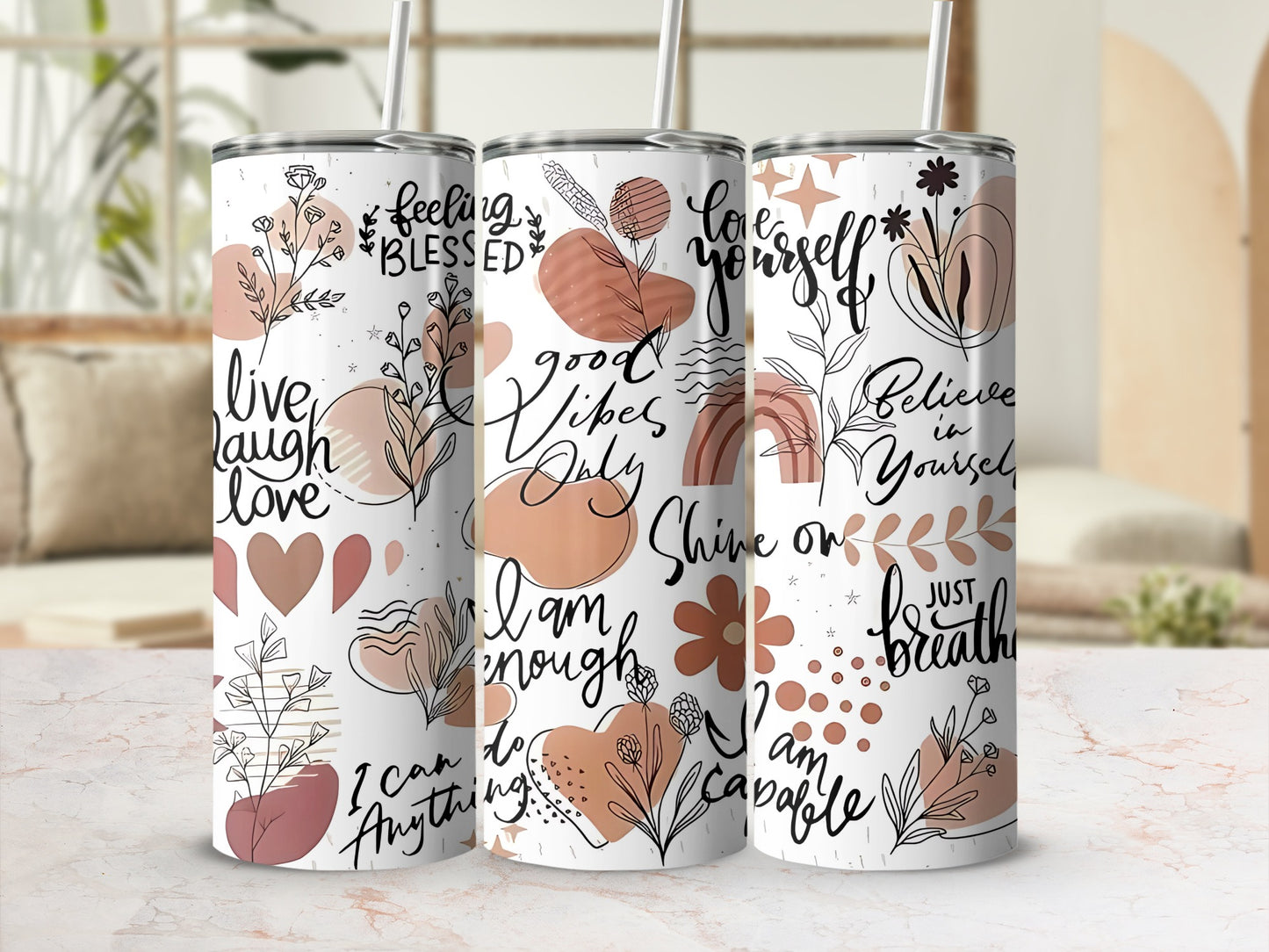 Inspirational Affirmations and Quotes Tumblers Set